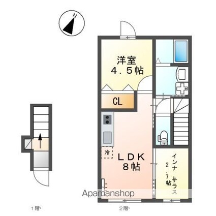 パレス北野[1LDK/40.01m2]の間取図