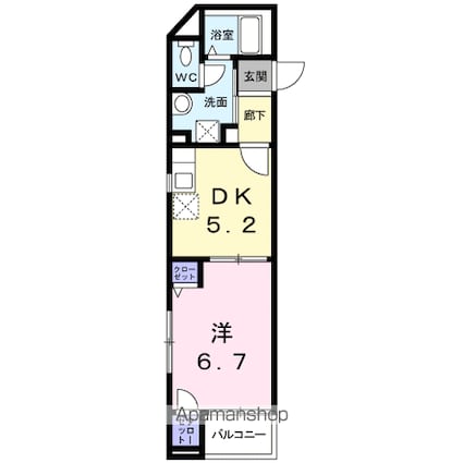 ローズボヌールⅢ[1DK/31.9m2]の間取図