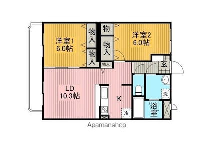 グランドゥール[2LDK/56.76m2]の間取図
