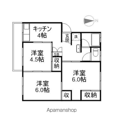 フラット三輪（本城マンションＢ）[3DK/50.41m2]の間取図