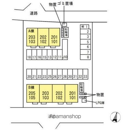 福島県福島市大森字唐橋[2DK/53.77m2]の配置図