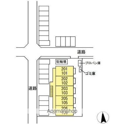 岡山県岡山市北区平田[1LDK/45.04m2]の配置図