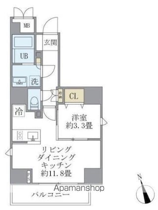 Ｌａ　Ｐｅｒｌａ　Ｙｏｔｓｕｙａ[1LDK/37.4m2]の間取図