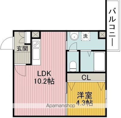 マノワール豊中玉井町[1LDK/35.4m2]の間取図
