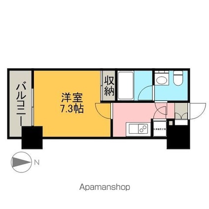 ライブコート泉（イズミ）[1K/24.37m2]の間取図