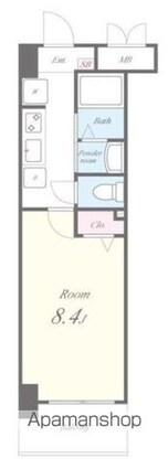 フォートレス文京[1K/26.55m2]の間取図