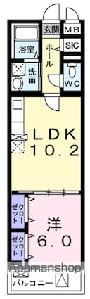 クレール　ド　ルナ[1LDK/42.09m2]の間取図