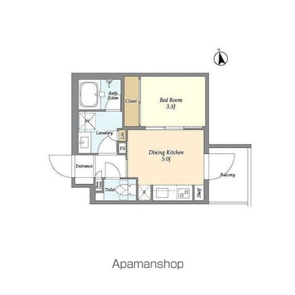 ベルファース三軒茶屋[1DK/25.26m2]の間取図
