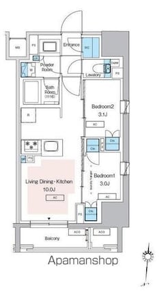 プレディアコート錦糸町スカイビュー[2LDK/40.73m2]の間取図