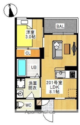 ＲＥＧＡＬＥＳＴ　医大前（レガリスト　イダイマエ）[1LDK/30.01m2]の間取図