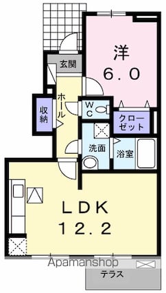 ル・シエル・ブルー　Ｗ[1LDK/44.2m2]の間取図