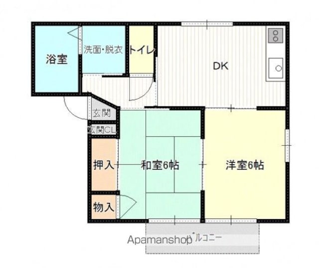 メゾン原之前Ｃ棟[2DK/43m2]の間取図