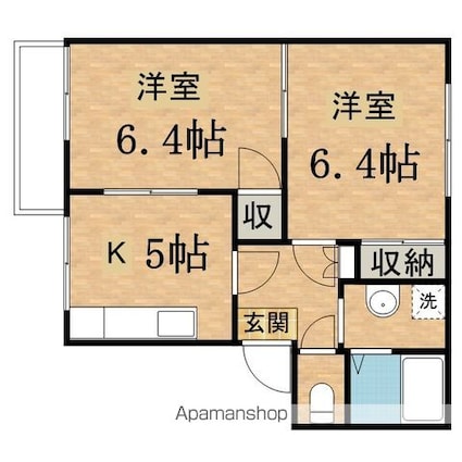 フレグランス平山Ｂ[2K/43m2]の間取図