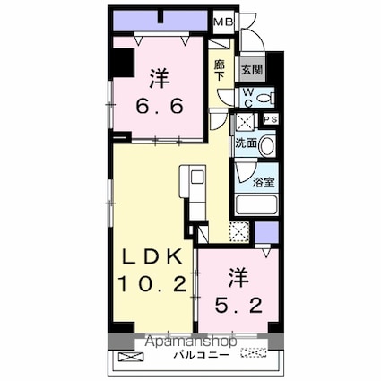 ヴィア・ラッテア[2LDK/57.23m2]の間取図