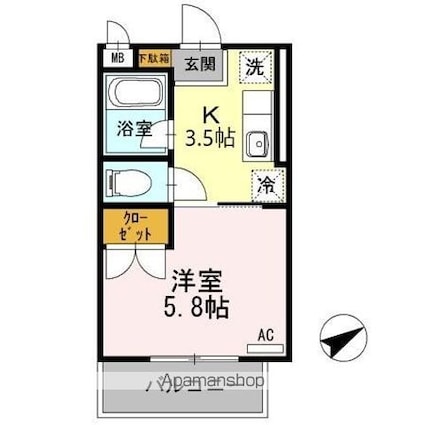 レジデンスエコー[1K/21m2]の間取図