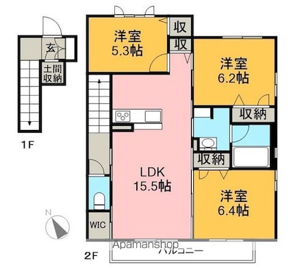 フローラル赤堤　Ｄ棟[3LDK/79.84m2]の間取図
