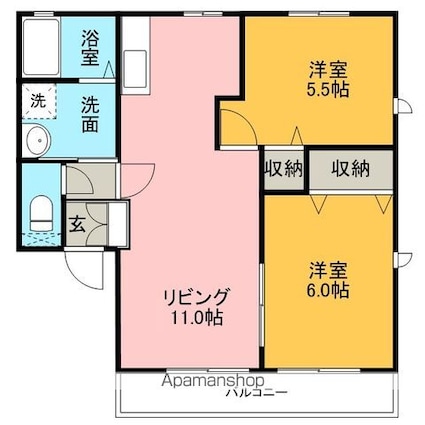 サンプレイスＨ．Ｆ　Ⅰ[2LDK/49.85m2]の間取図