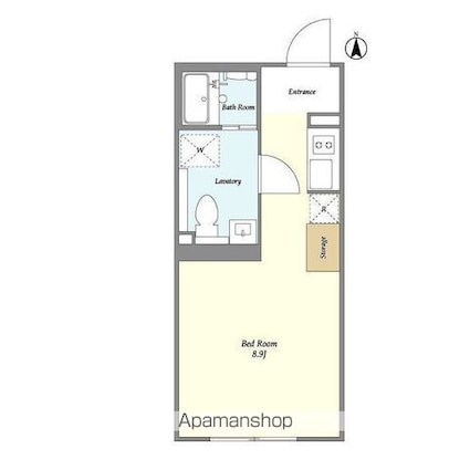 ミリアレジデンス早稲田山吹町[1R/23.04m2]の間取図