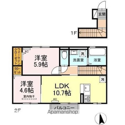 ＰＲＵＮＥ[2LDK/54.82m2]の間取図