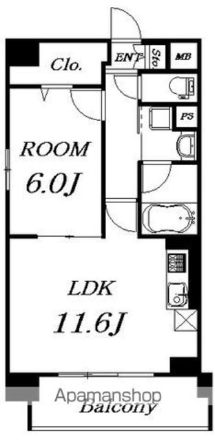 グランマノワール[1LDK/42.86m2]の間取図
