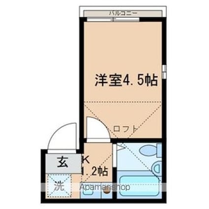シャンテ西が丘Ｃ号棟[1K/12.41m2]の間取図