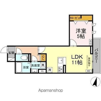 セレスティア小豆沢[1LDK/40.91m2]の間取図