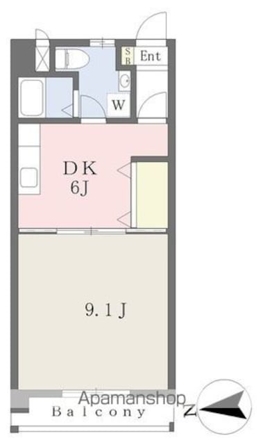 シェレナ朝生田[1DK/35.7m2]の間取図