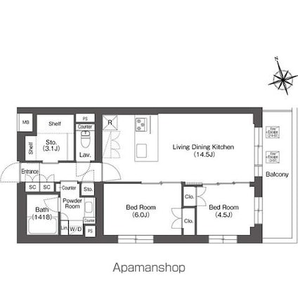 ルーウェ東大泉[2LDK/62.04m2]の間取図