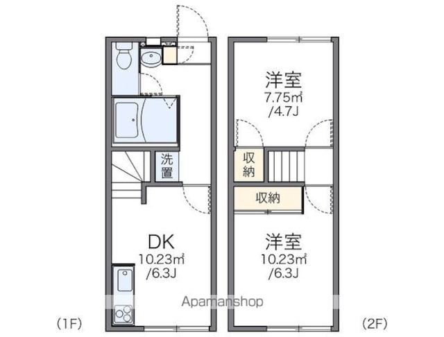 レオパレスＥｉｒｅ[2DK/40.95m2]の間取図