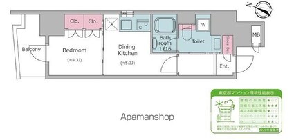 クロスレジデンス日本橋本町[1DK/28.21m2]の間取図