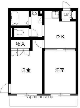 サンヴィレッジシラハタⅡ[2DK/46.37m2]の間取図