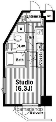 東京都港区南麻布３丁目[1K/21.27m2]の間取図