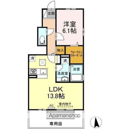 ベルポスト松縄Ⅱ[1LDK/49.44m2]の間取図