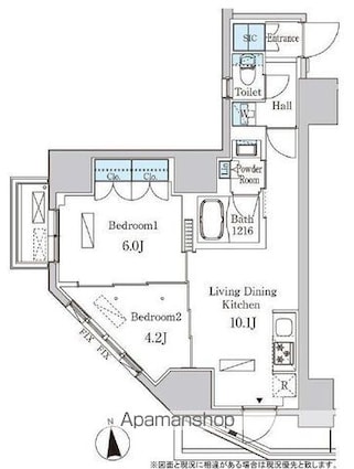 ルジュール神田須田町[2LDK/45.57m2]の間取図
