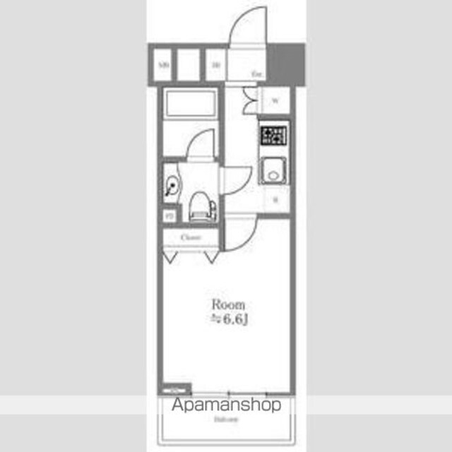 ファーストリアルタワー新宿[1K/22.91m2]の間取図