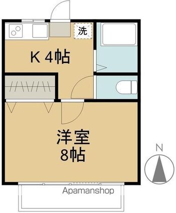 コーポハーベスト[1K/26.4m2]の間取図