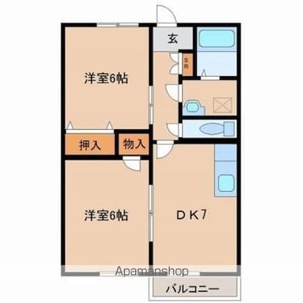 メルローズ本郷[2DK/47m2]の間取図