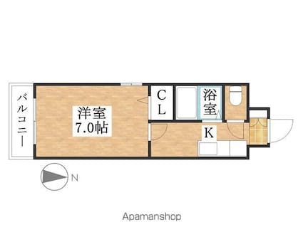 リベルテ大金[1K/24.18m2]の間取図