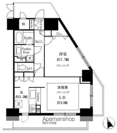 サンクレール荒川ブランガーデン[1LDK/53.55m2]の間取図