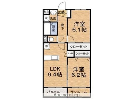 Ｃｕｏｒｅ[2DK/56.02m2]の間取図