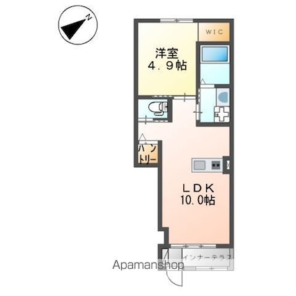 愛媛県松山市立花１丁目[1LDK/36.57m2]の間取図