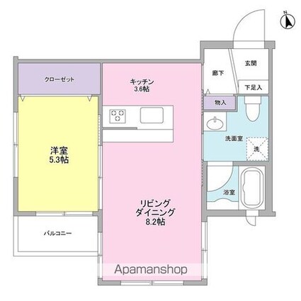 プティ・ピスィーヌ[1LDK/40.75m2]の間取図