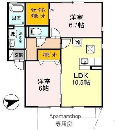 ラ・フェール砂山[2LDK/55.44m2]の間取図