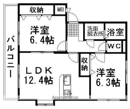 ユーミーさくら[2LDK/58.33m2]の間取図