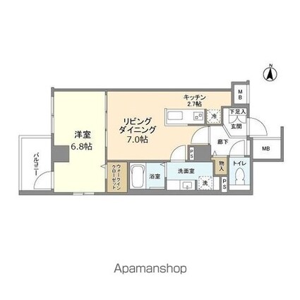 コスモグランス東日暮里[1LDK/42.16m2]の間取図