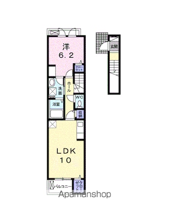 カルヴァドス　Ａ[1LDK/43.79m2]の間取図