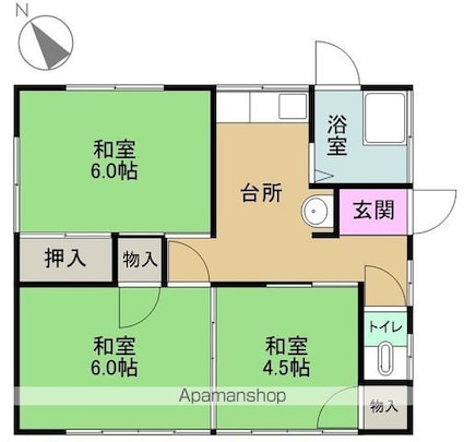 一戸建[3K/46.28m2]の間取図
