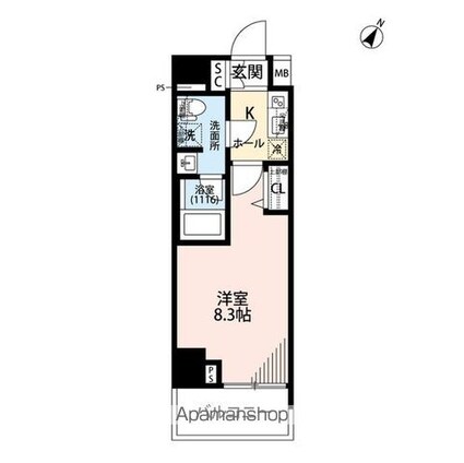 東京都墨田区向島３丁目[1K/25.5m2]の間取図