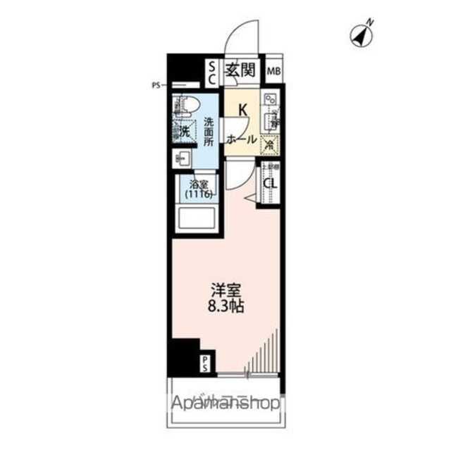 東京都墨田区向島３丁目[1K/25.5m2]の間取図