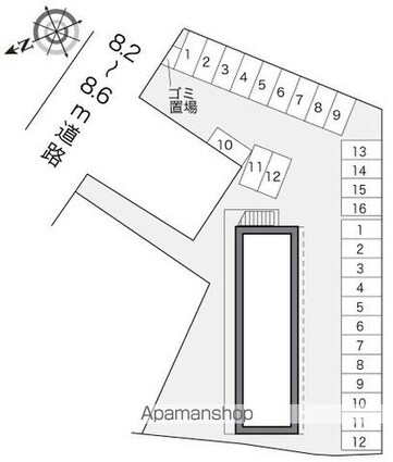 レオパレス東中津[1K/23.18m2]の配置図